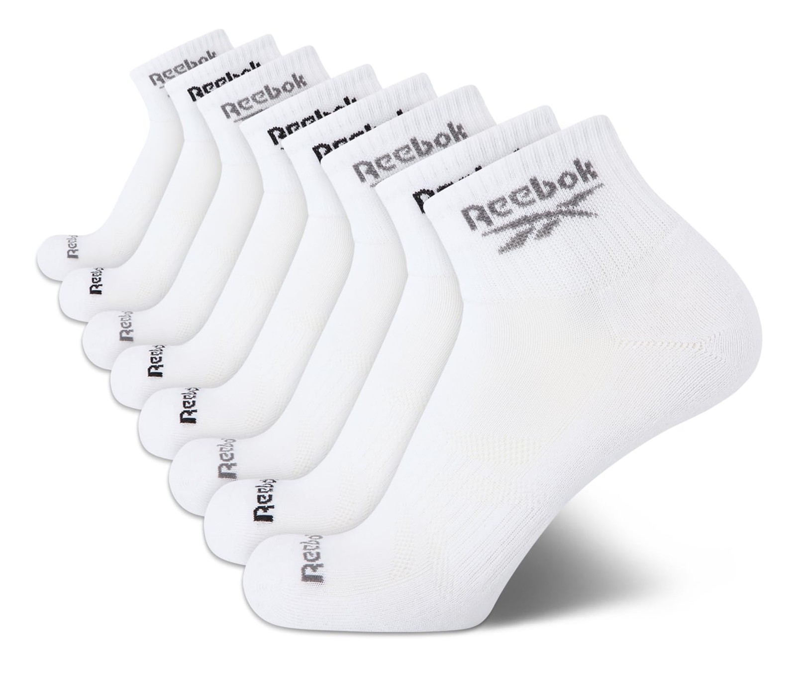 Reebok Men's Quarter Socks - 8 Pack Performance Arch Support Socks - Cushioned A