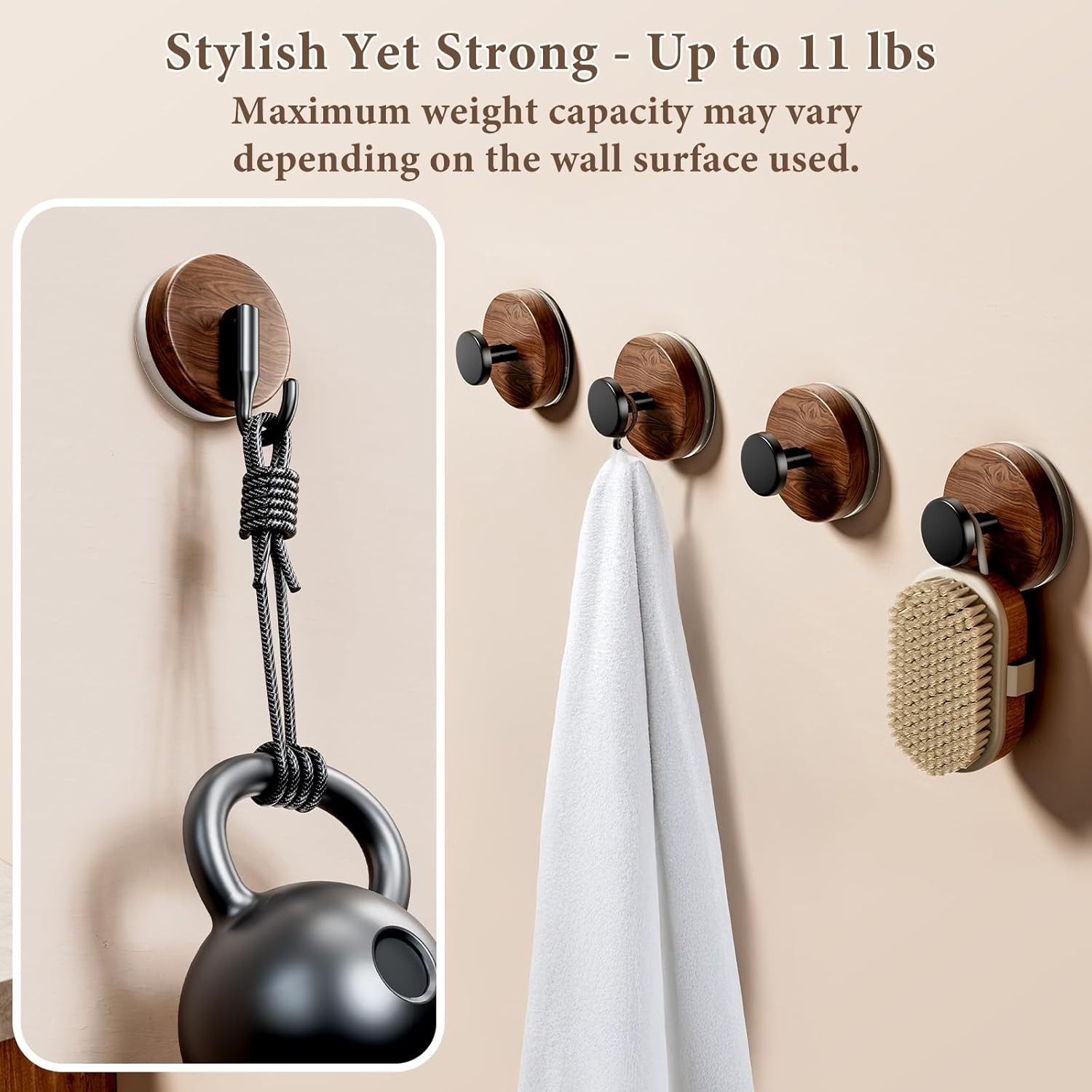 Suction Cup and Adhesive Tape Double Locking Hook,Wall Hook,Towel Hook, Shower