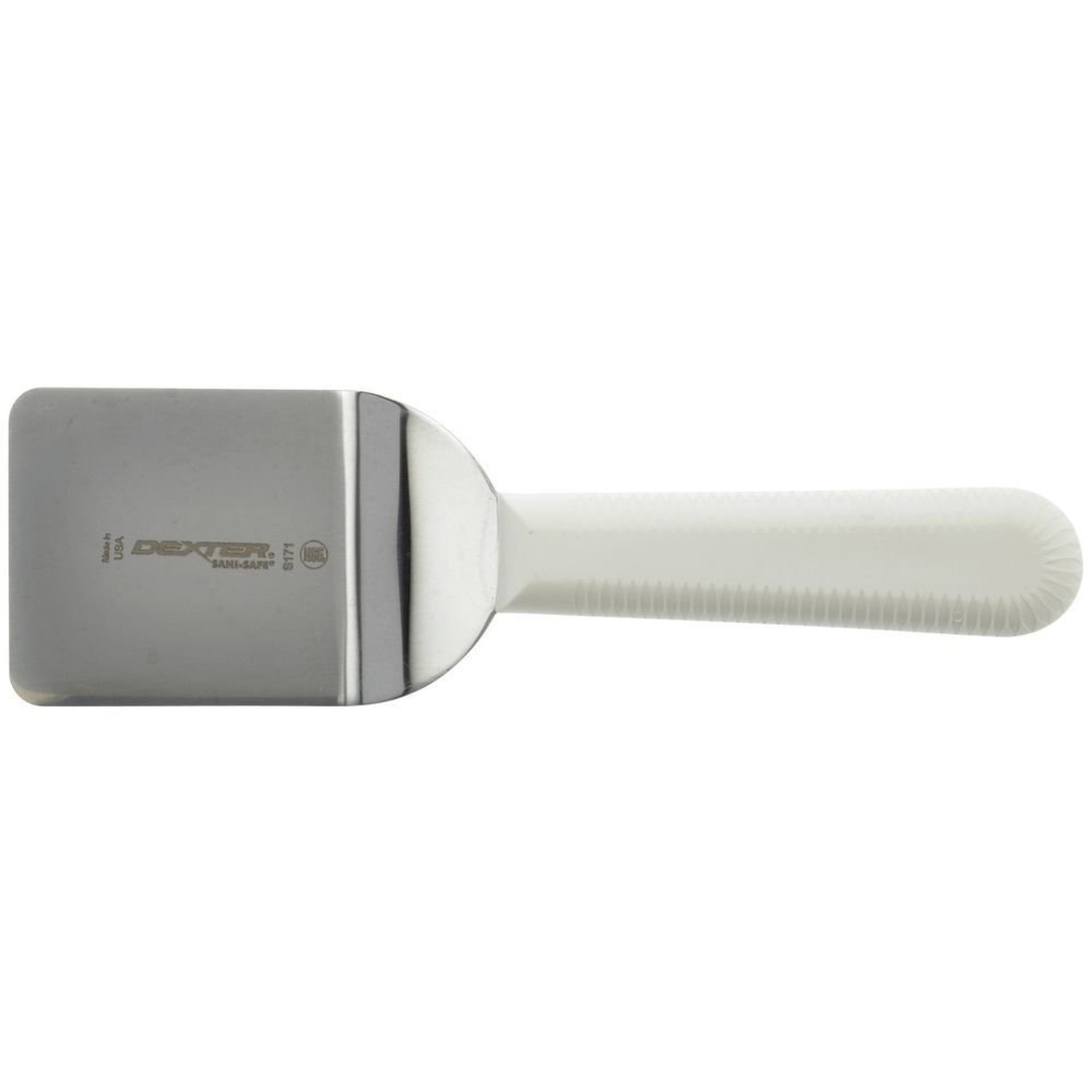 Dexter Sani-Safe Stainless Steel Mini Turner with White Polypropylene Handle ...