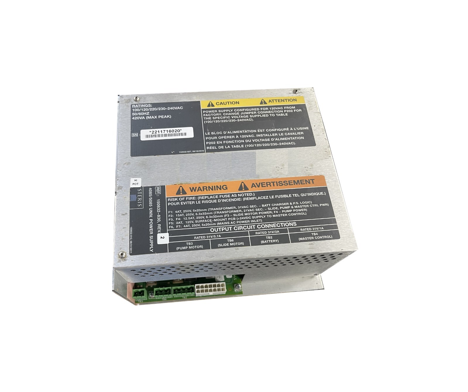 Repair Service For Steris 4085 5085 Power Supply 150832-830 P150832830 6MonW