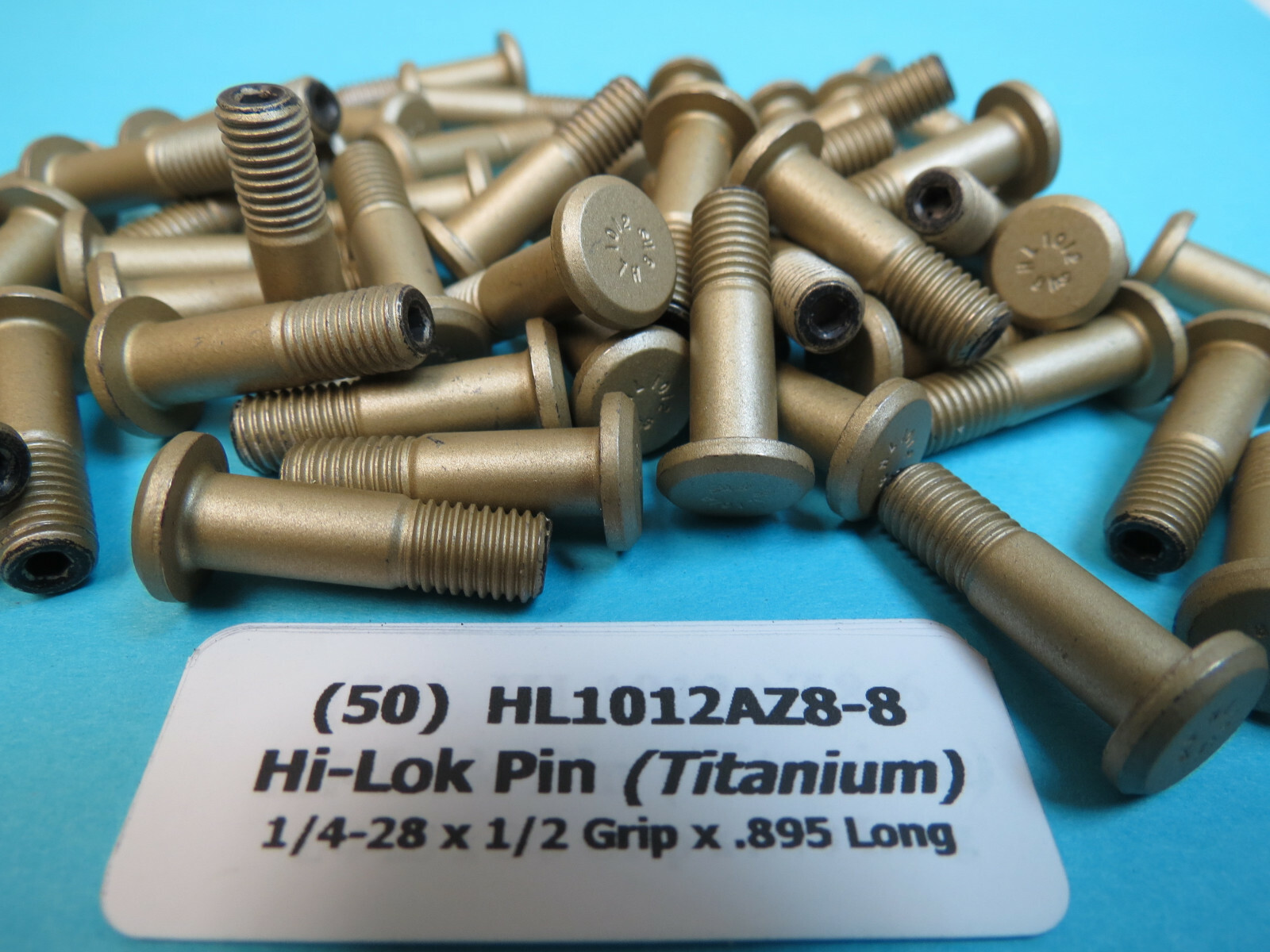 (50) Titanium 1/4-28 x 1/2 Grip x 895 Long Hi-Lok Aerospace Pin Bolt HL1012AZ8-8
