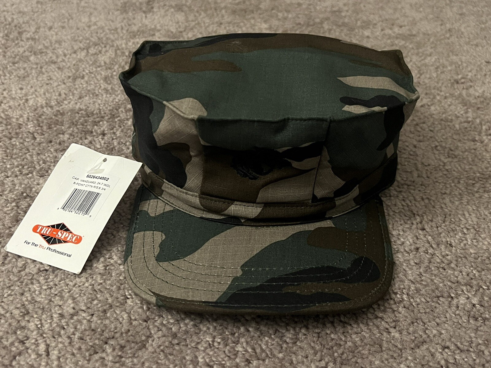 Tru Spec Hat Mens 6 3/4 Green Woodland Camo Cover Military Utility