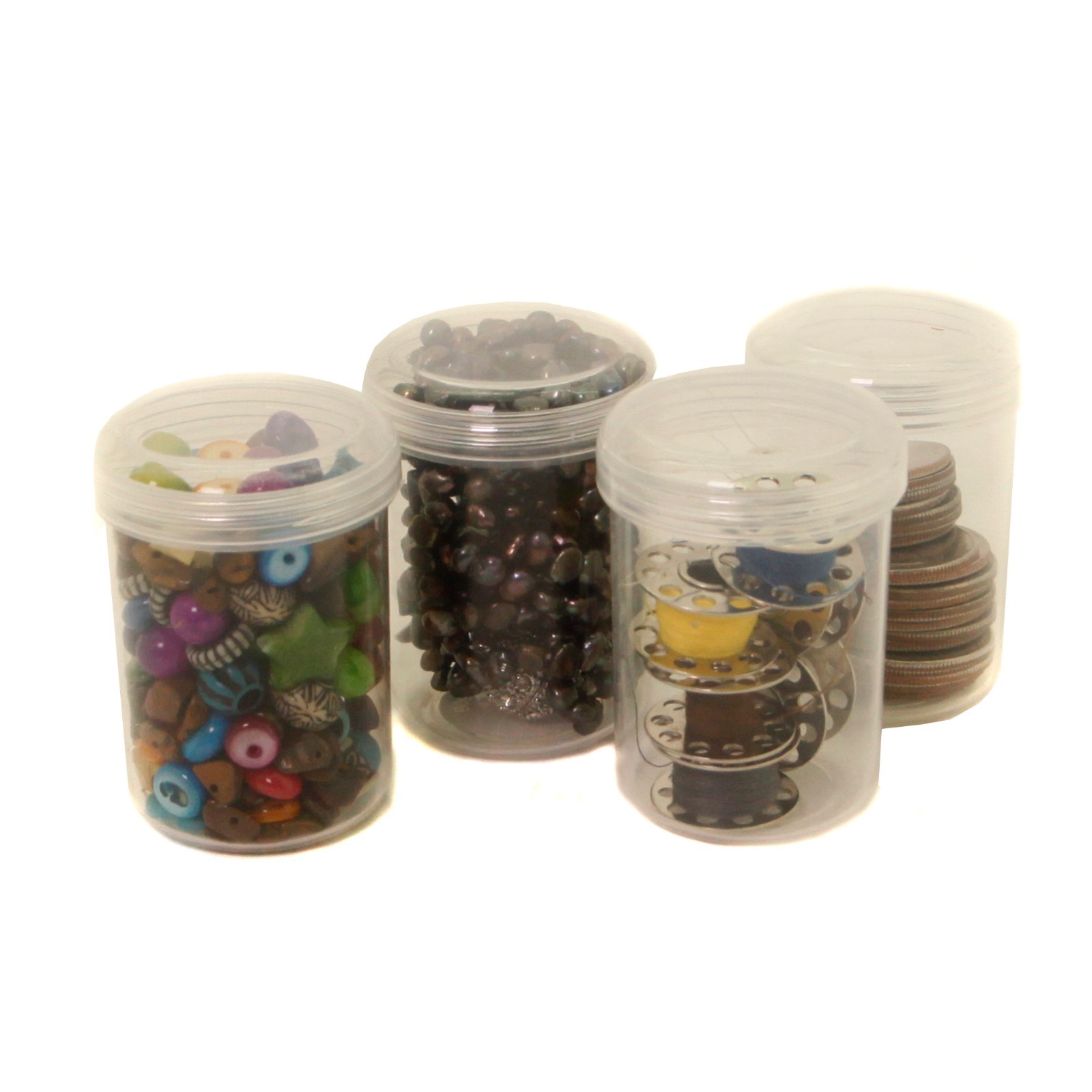 12 Plastic Containers Clear Screw Lids Crafts Beads Storage Non Breakable