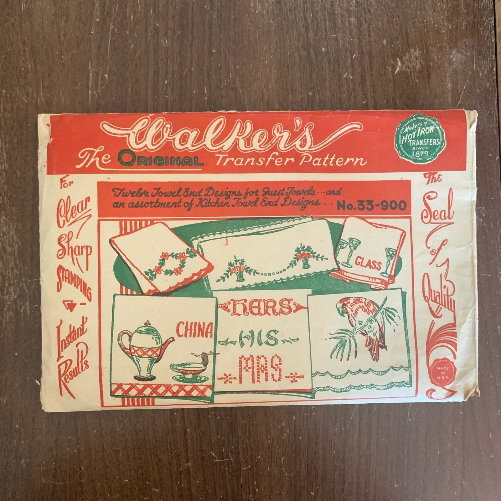 Walker's The Original Transfer Pattern No. 33-900 Embroidery Towels Pillow Cases