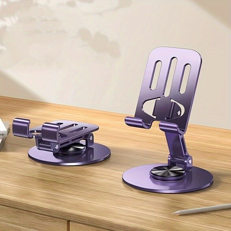 Cell Phone Stand For Desk, 360 Rotation Metal Phone Holder Foldable Phone Stand