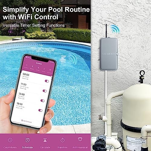 WiFi Smart Pool Pump Timer 40A Outdoor Heavy Duty Control Box