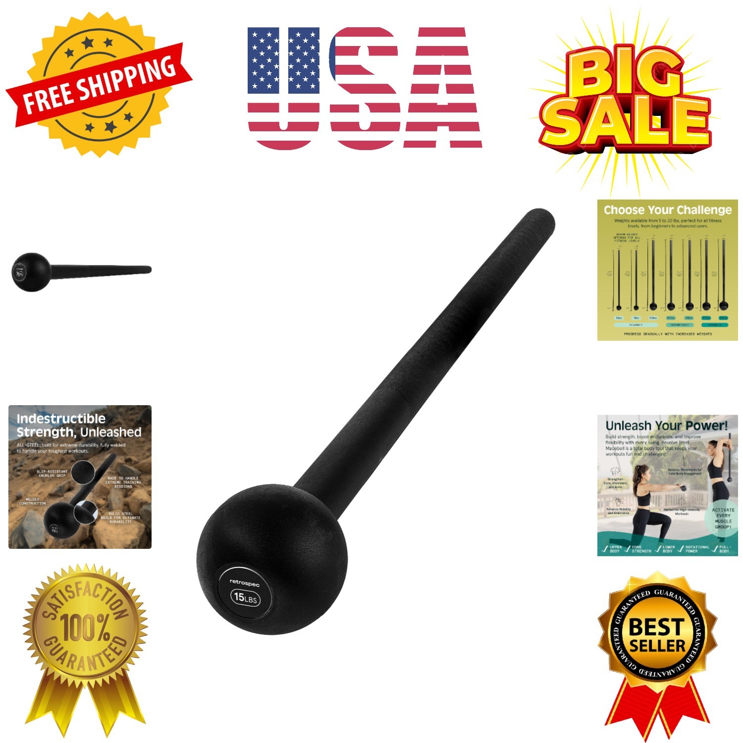 Revolve Steel Macebell for Strength Training, Rehabilitation, Stretching, Con...