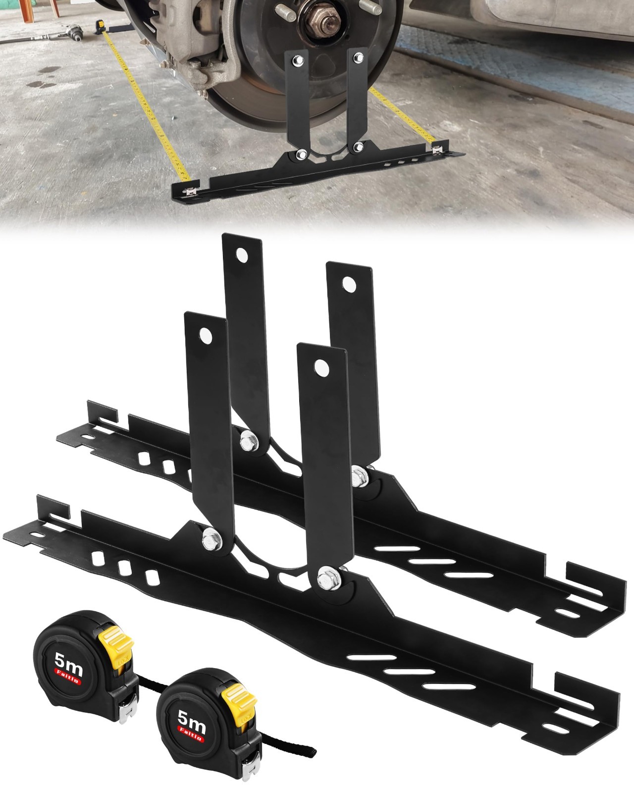 Heavy Duty Wheel Alignment Tool Plates, Toe Alignment Kit w/2 Tape Measures, Low