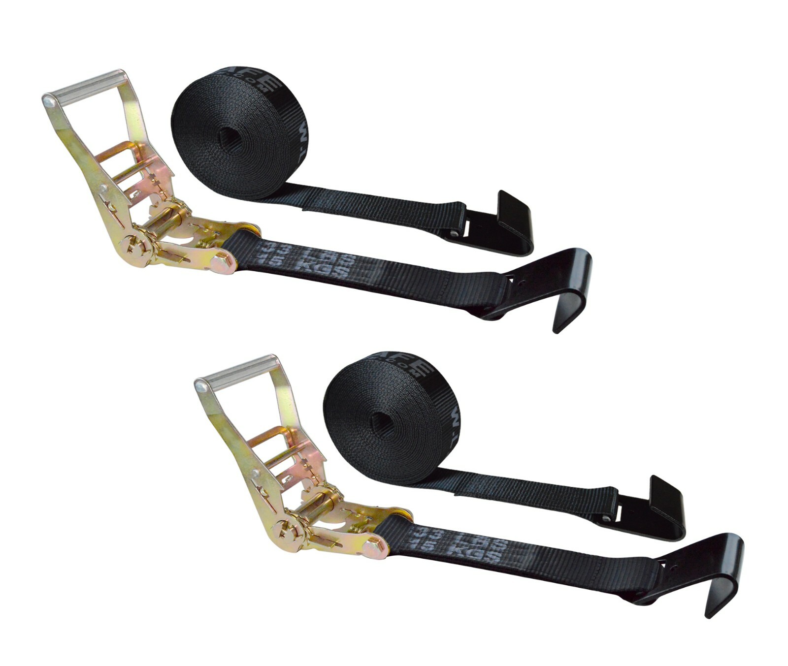 2 Pack 2" x 30' Ratchet Strap w/Flat Hook Flatbed Truck Trailer Farming Tie Down