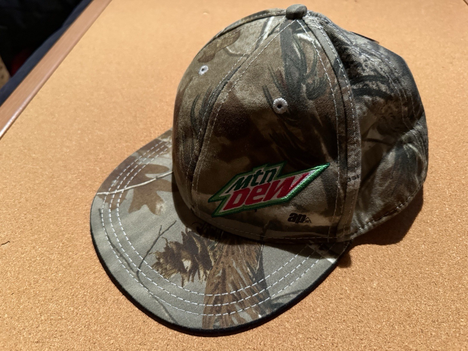 Mountain Dew Realtree AP Camo Hat L/XL Green Brown Soda Theme Advertising