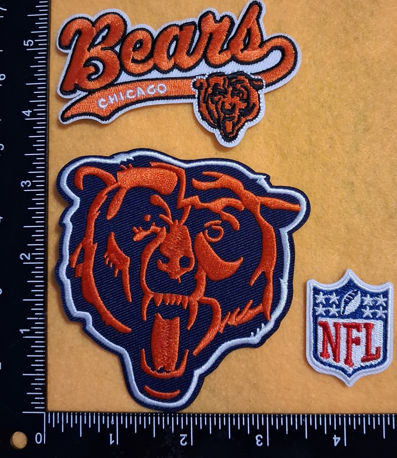 2 Qty CHICAGO BEARS + 1 NFL LOGO IRON ON EMBROIDERED PATCH 001
