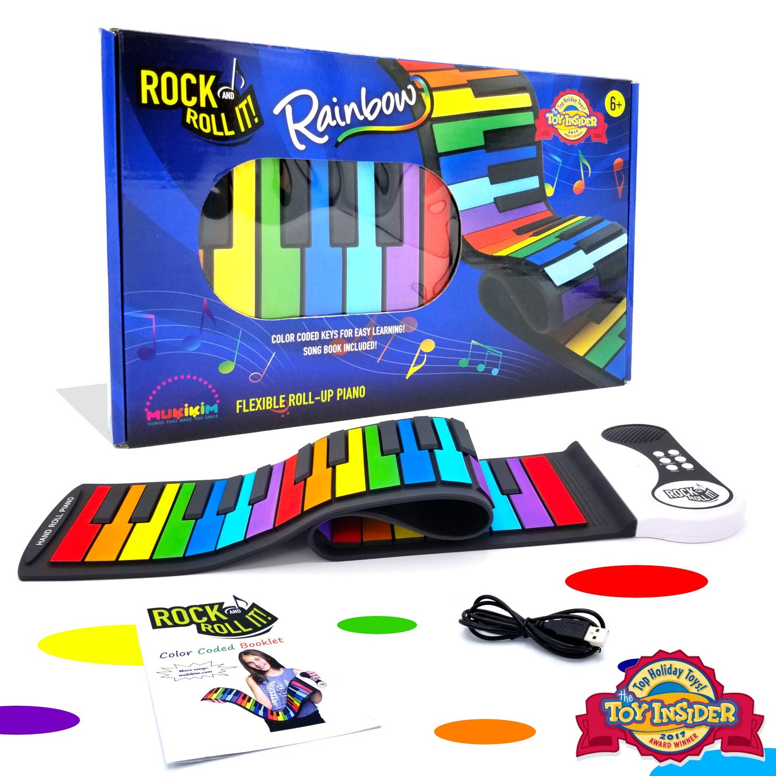 Mukikim Rock And Roll It - The Original Rainbow Piano. Roll Up Flexible Piano