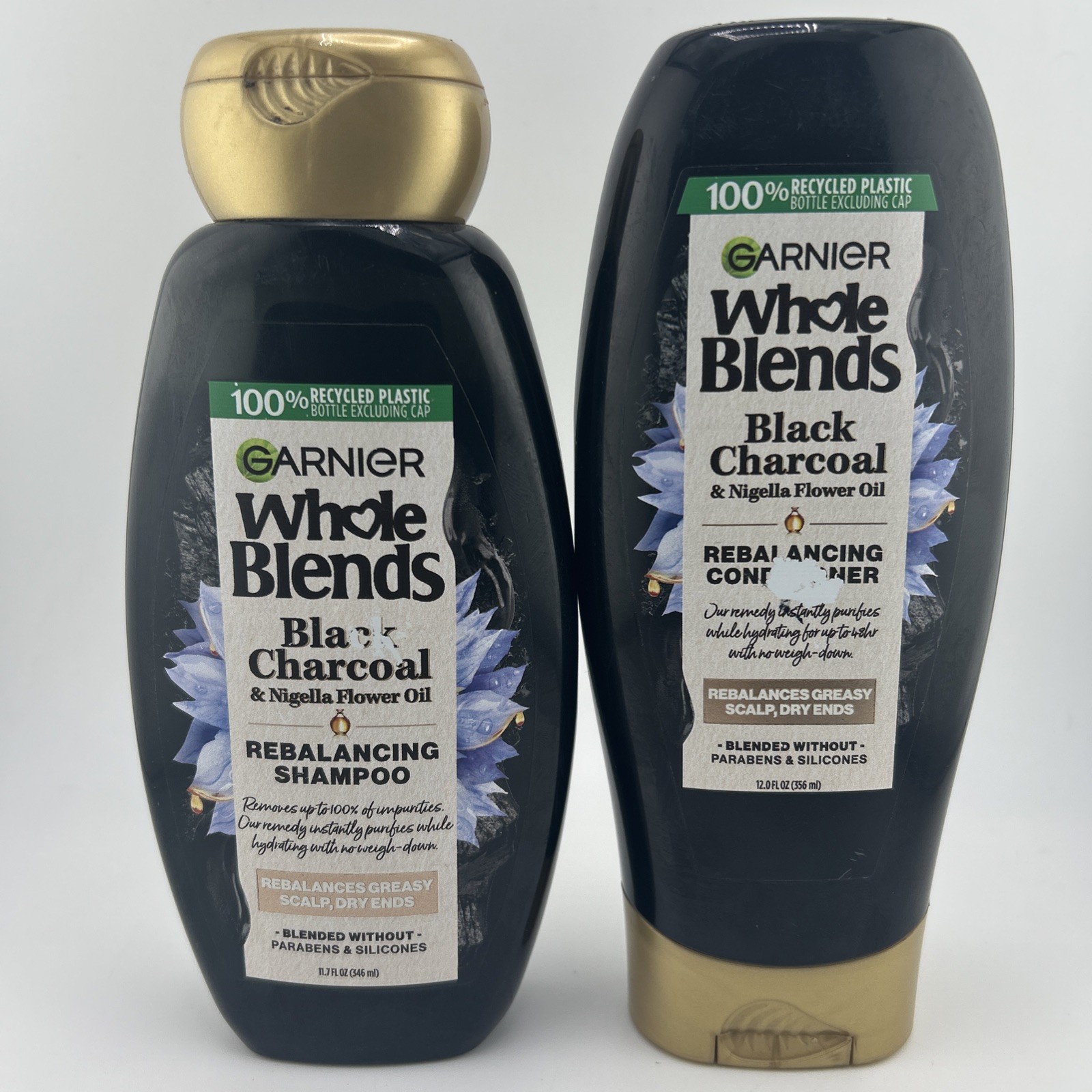 2 Garnier Whole Blends Black Charcoal Rebalancing Shampoo 11.7 Conditioner 12oz