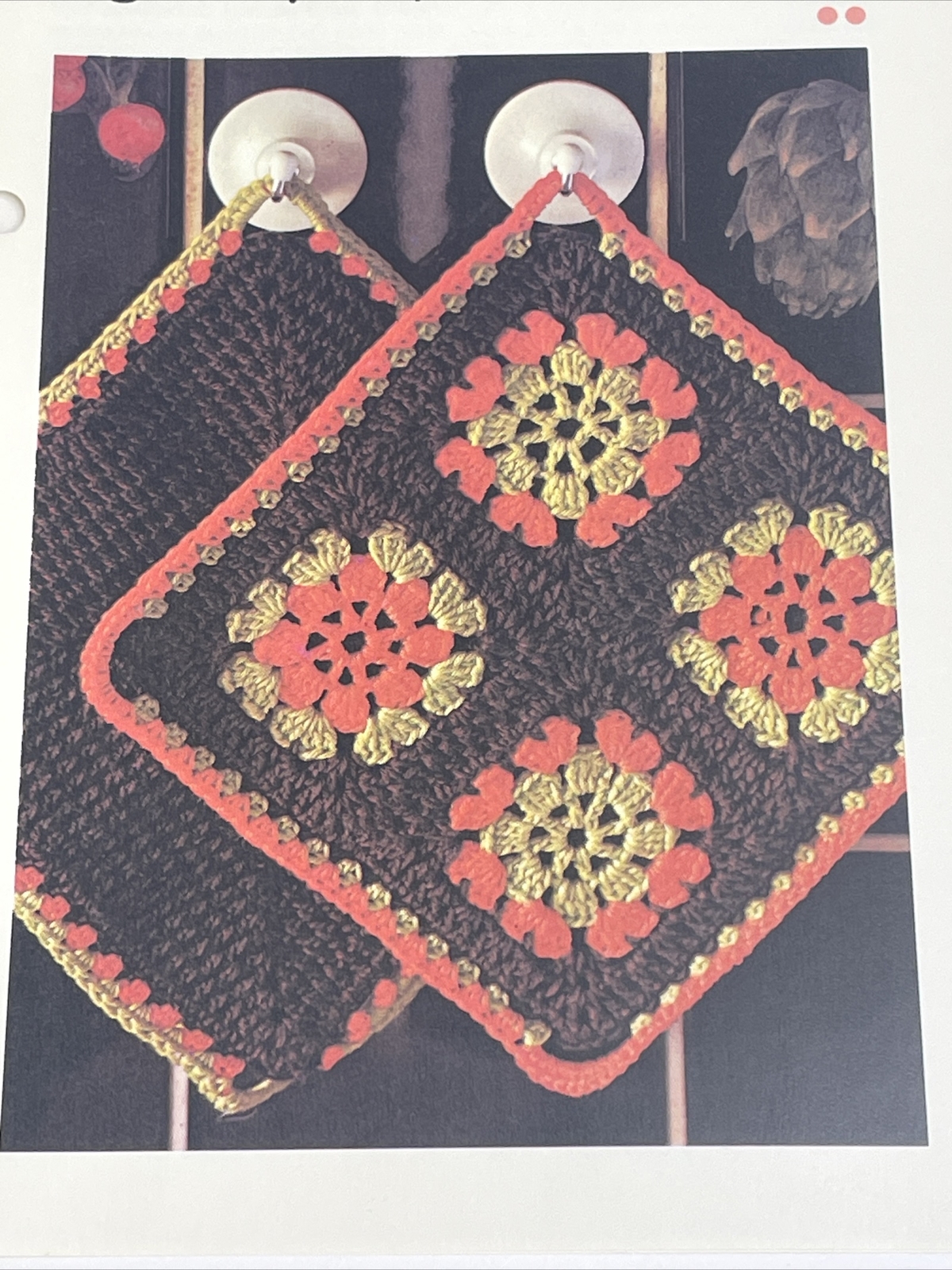Afghan Square Potholders Marshall Cavendish Crochet Pattern