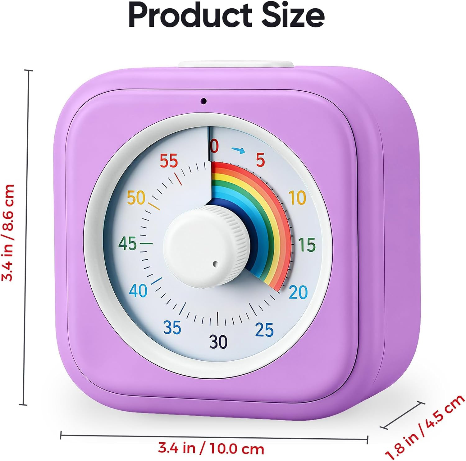 Rainbow Visual Timer for Kids, 60 Minute Silent Countdown Clock with Color Disk,