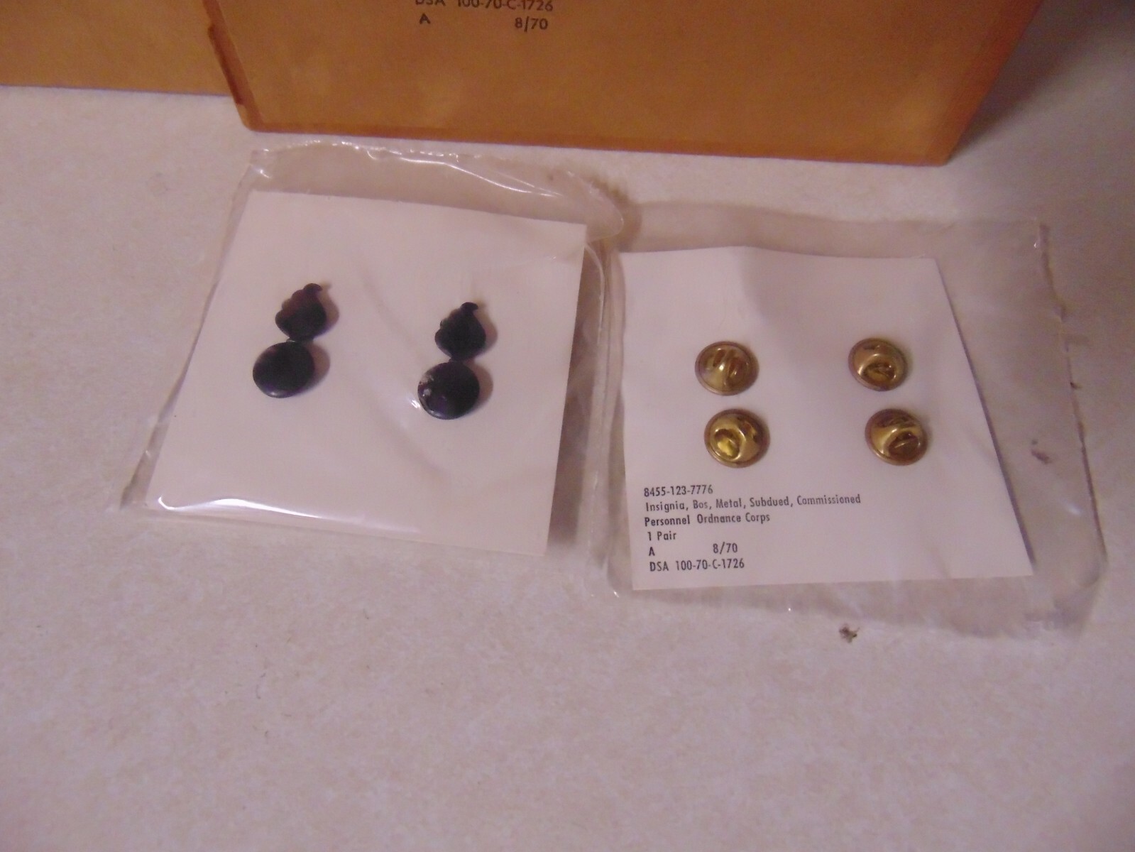 MILITARY INSIGNIA BRAND NEW METAL SET OF 2 ARMY OFFICER ORDNANCE CORPS SUBDUED