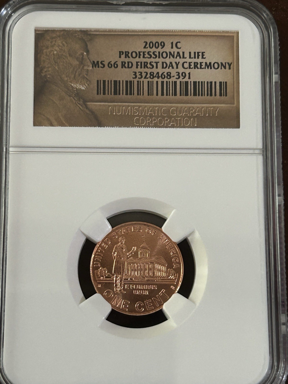 2009 1C Lincoln Cent NGC MS66RD Professional Life First Day Ceremony -