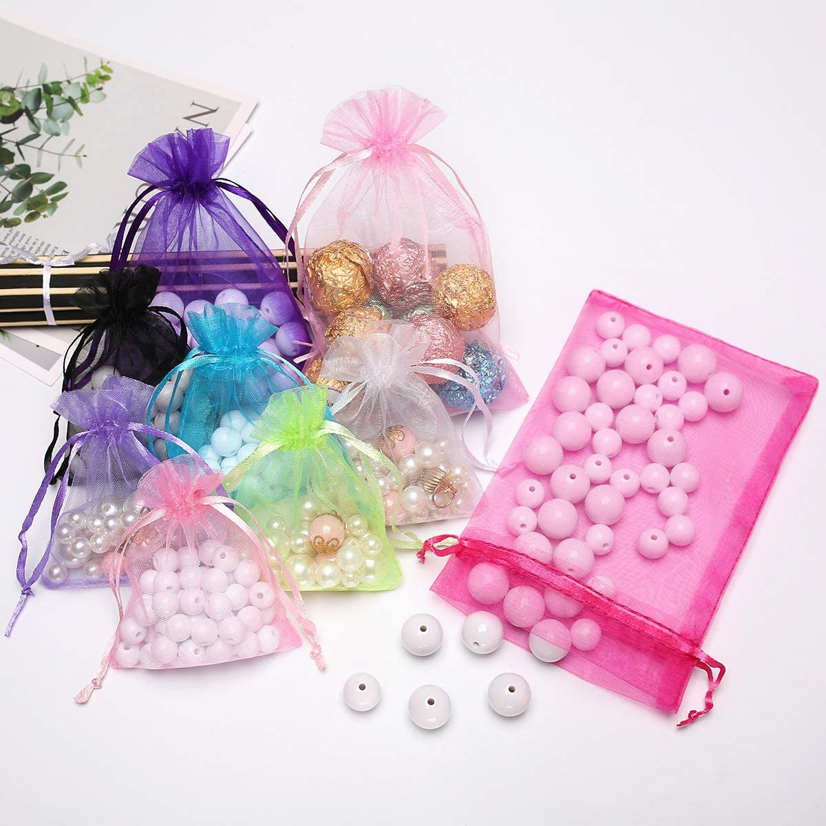 50PCS Small Mesh Bags Drawstring White Mesh Drawstring Bag Mini Net Bag