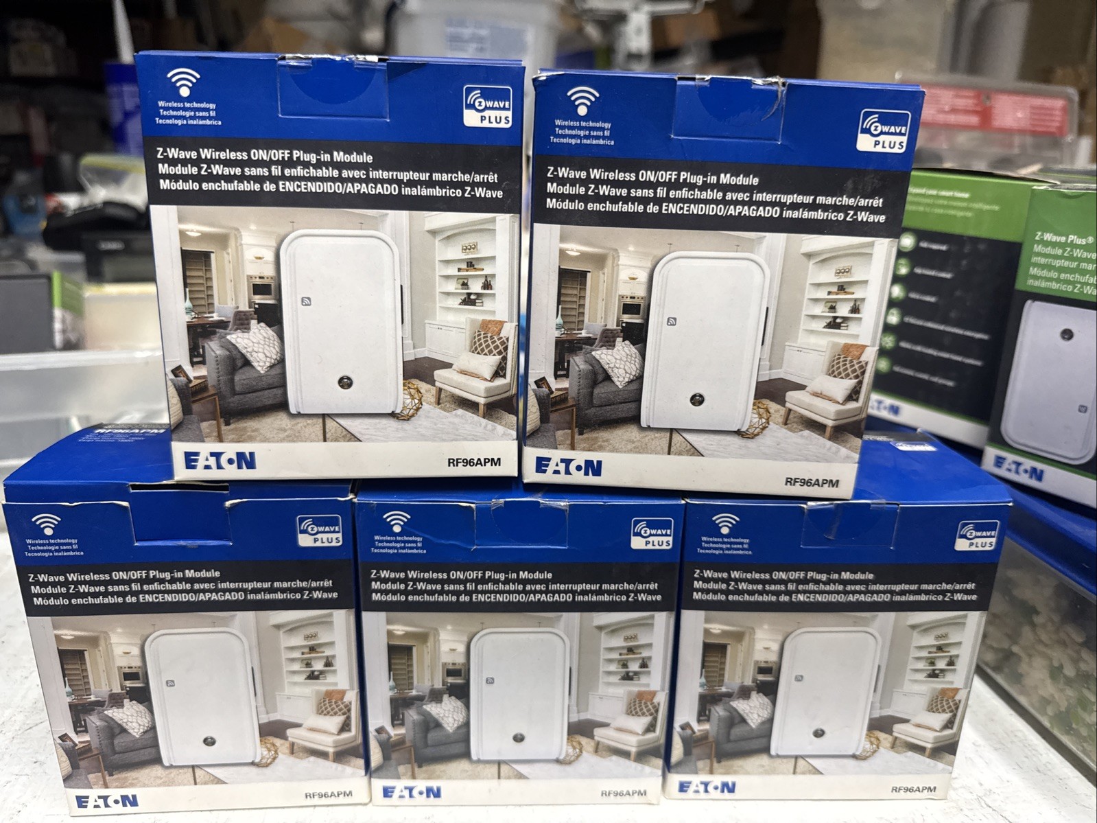 Lot Of 7 Eaton Z-Wave Wireless ON/OFF Plug-in Modules (RF96APM)