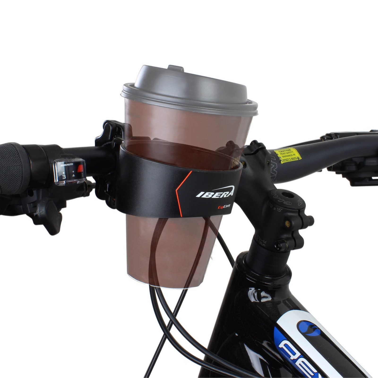 Ibera Bike Handlebar Cup Holder, Black with Multi-Way Mount for Commuters and...