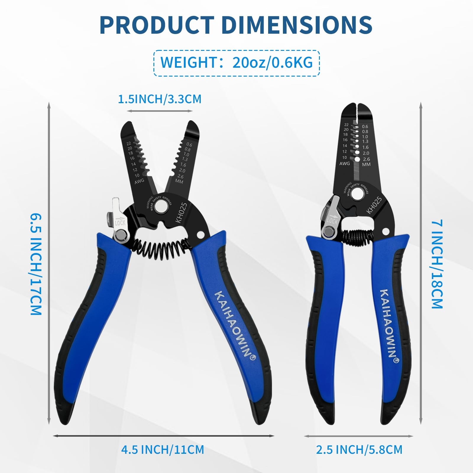 5 Pack Wire Stripper and Cutter with Safety Lock and Spring Loaded Profession...
