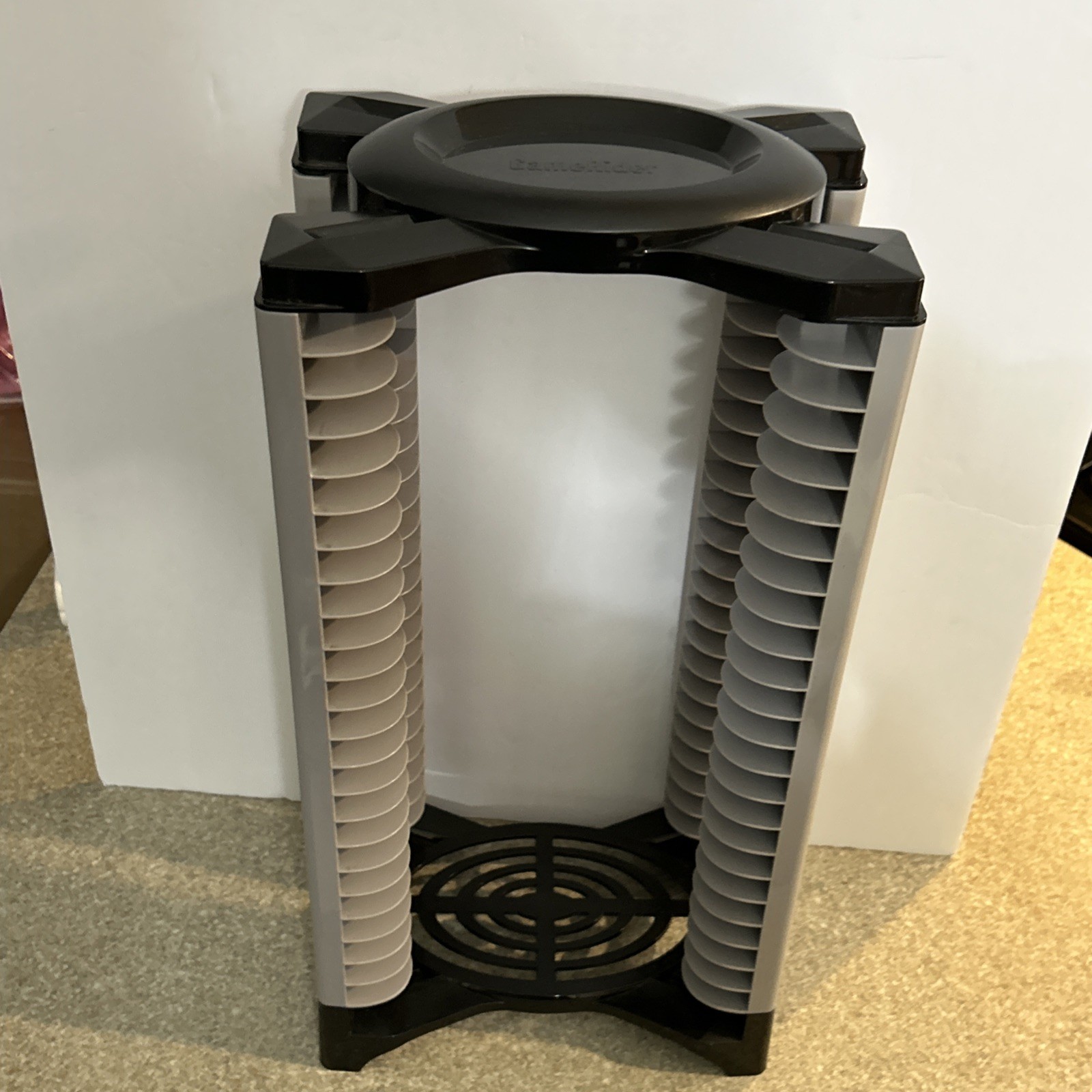 Vintage Game Rider Black And Grey 23 Game DVD Storage Tower Organizer 18"x9"x6"