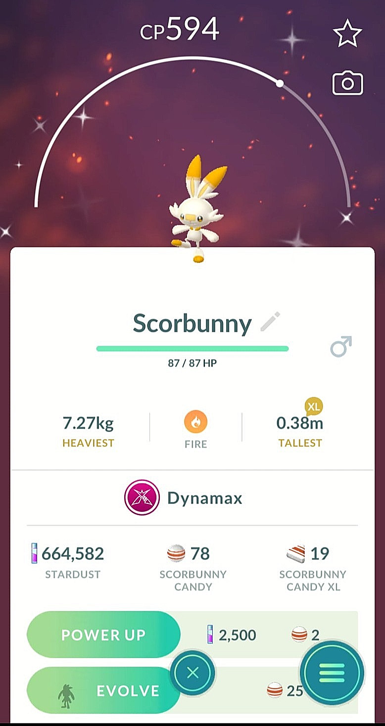 ✨ Shiny Dynamax Scorbunny ✨  P T C -  Description