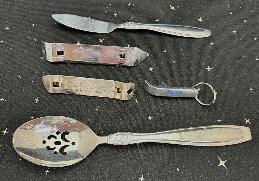 Vintage Lot Of 5 Bottle Openers-3 & 2 Oneida Serving Pieces
