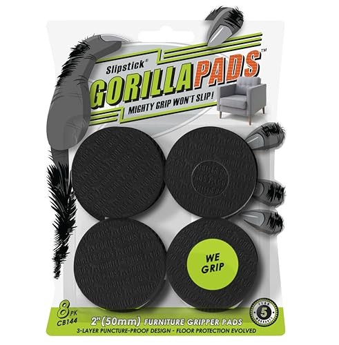 GorillaPads CB144 Non Slip Furniture Pads/Grippers (Set of 8) 2" Round