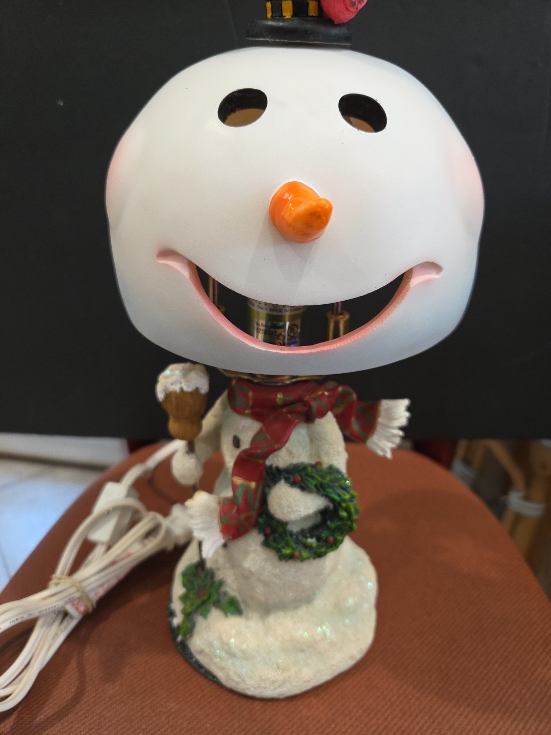 VTG 12" Favorite Things Decorative Hand Painted Snowman Table With Cord And Box