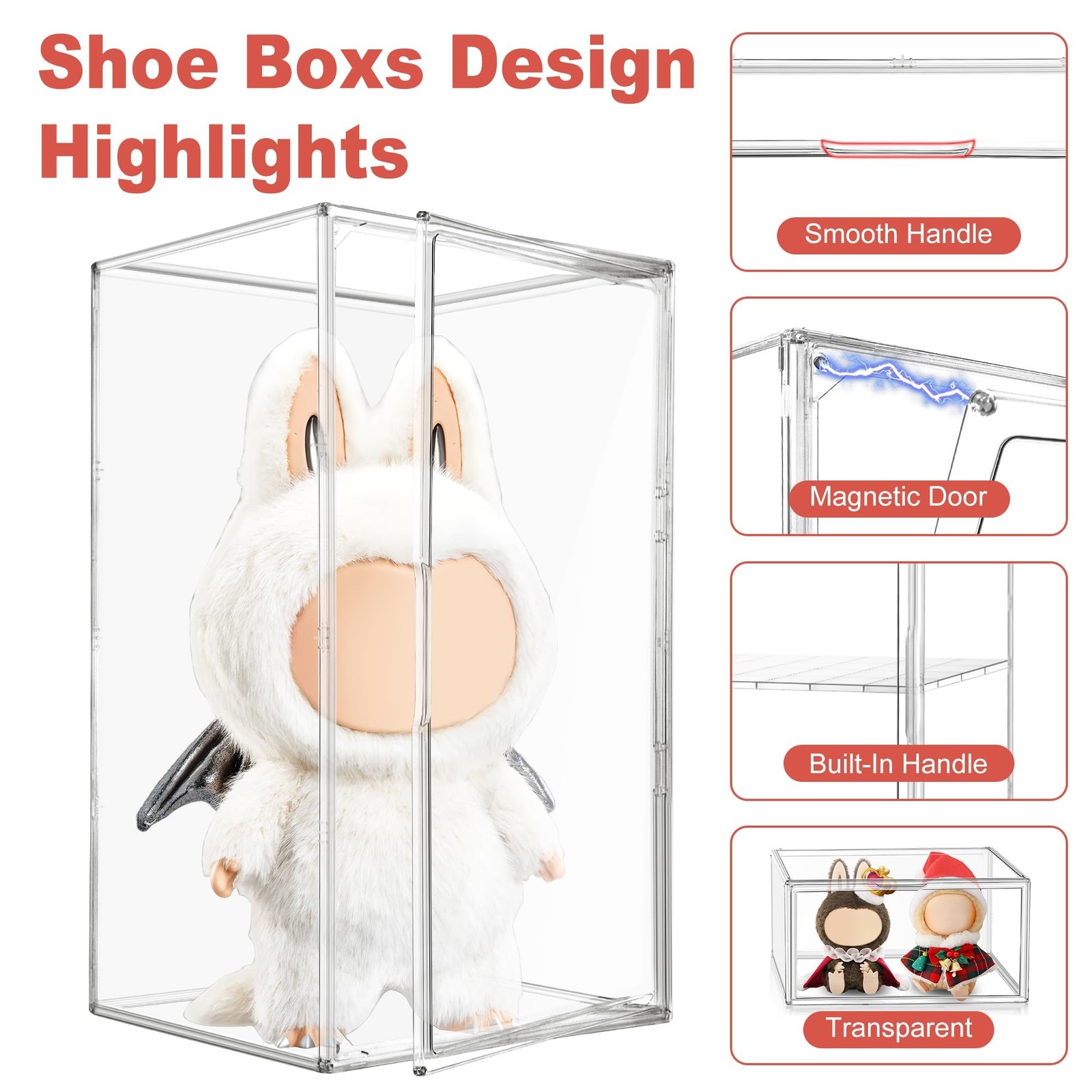23.6 inch Tall Acrylic Display Case 13.8'' x 12.2'' x 23.6'' Stackable Boot &...