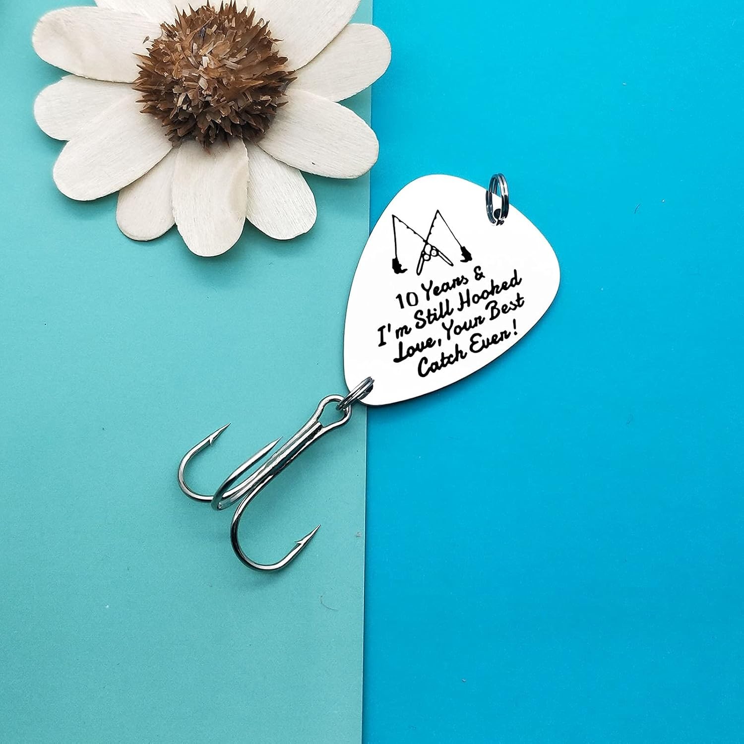 10th Anniversary Hook Gifts for Him Her 10 Years Medium, Silver