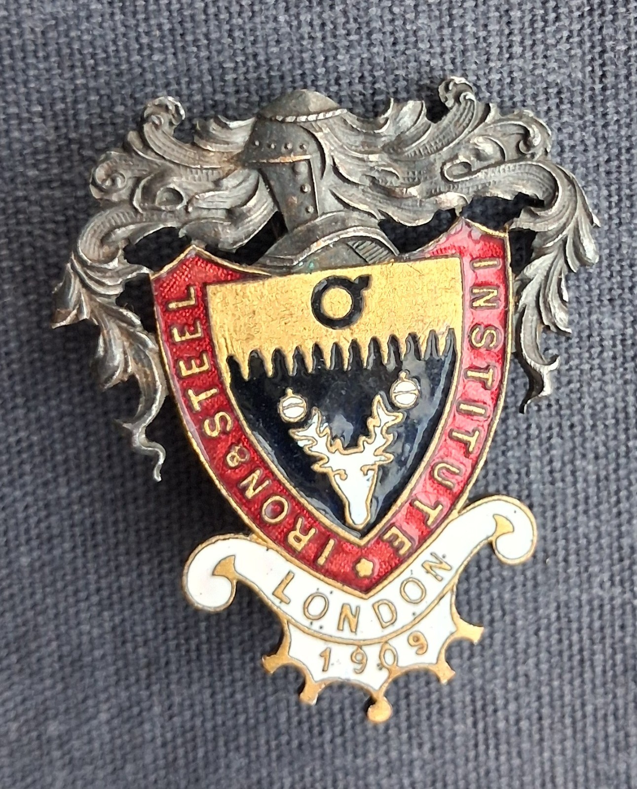 Scarce Iron & Steel Institute London 1909 Conference Enamel Brooch Badge