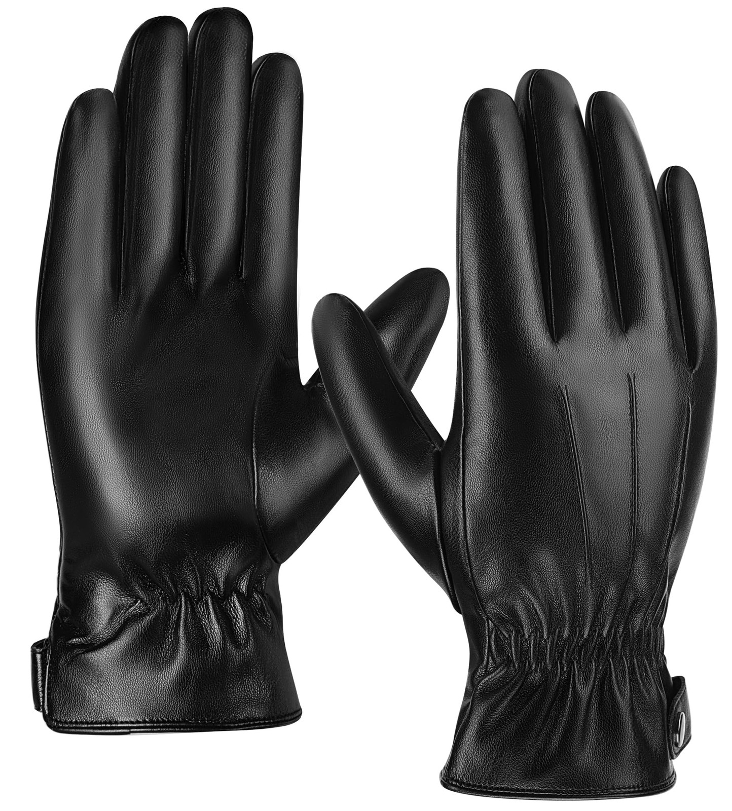PU Leather Gloves for Men, Super Soft Warm Velvet Lining Full Hand Touchscree...