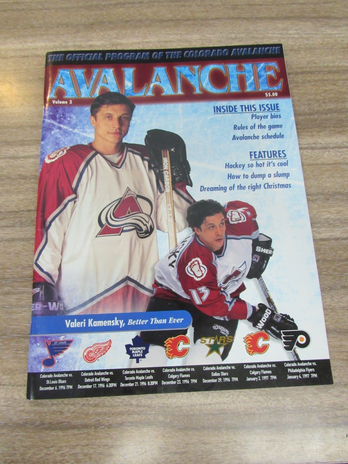 1996-97 Avalanche vs. Flames  Program 12/23/96 Valeri Kamensky