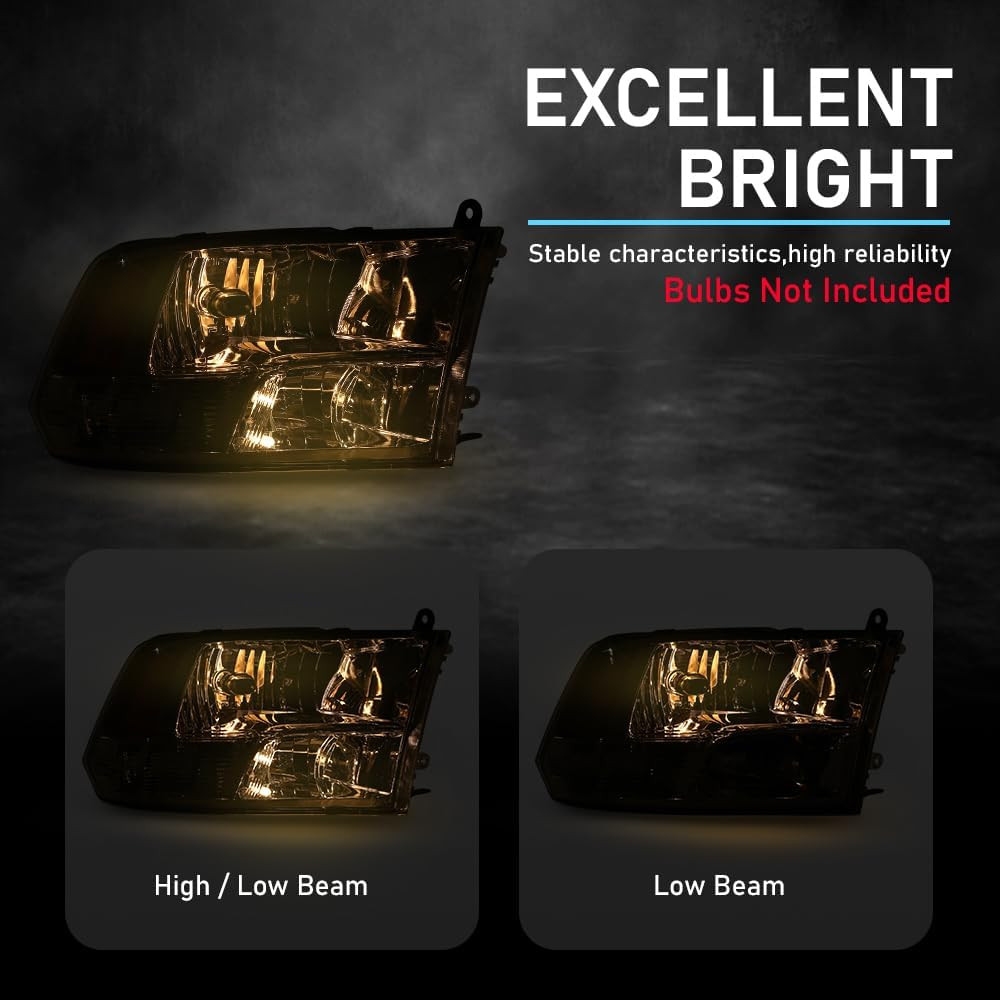 Front Headlights for 2009-2018 Dodge Ram 1500 2500 3500 Left Right Factory Style