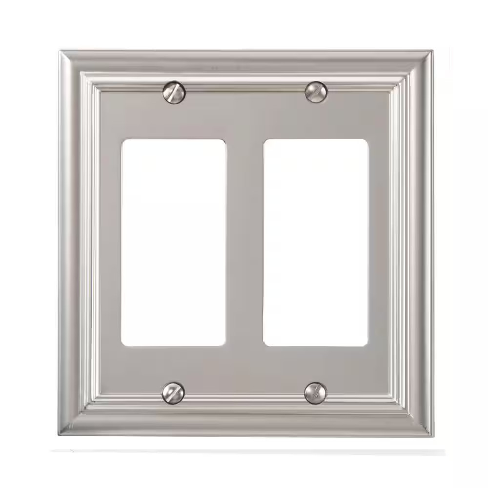 Continental 2 Gang Rocker Metal Wall Plate - Satin Nickel