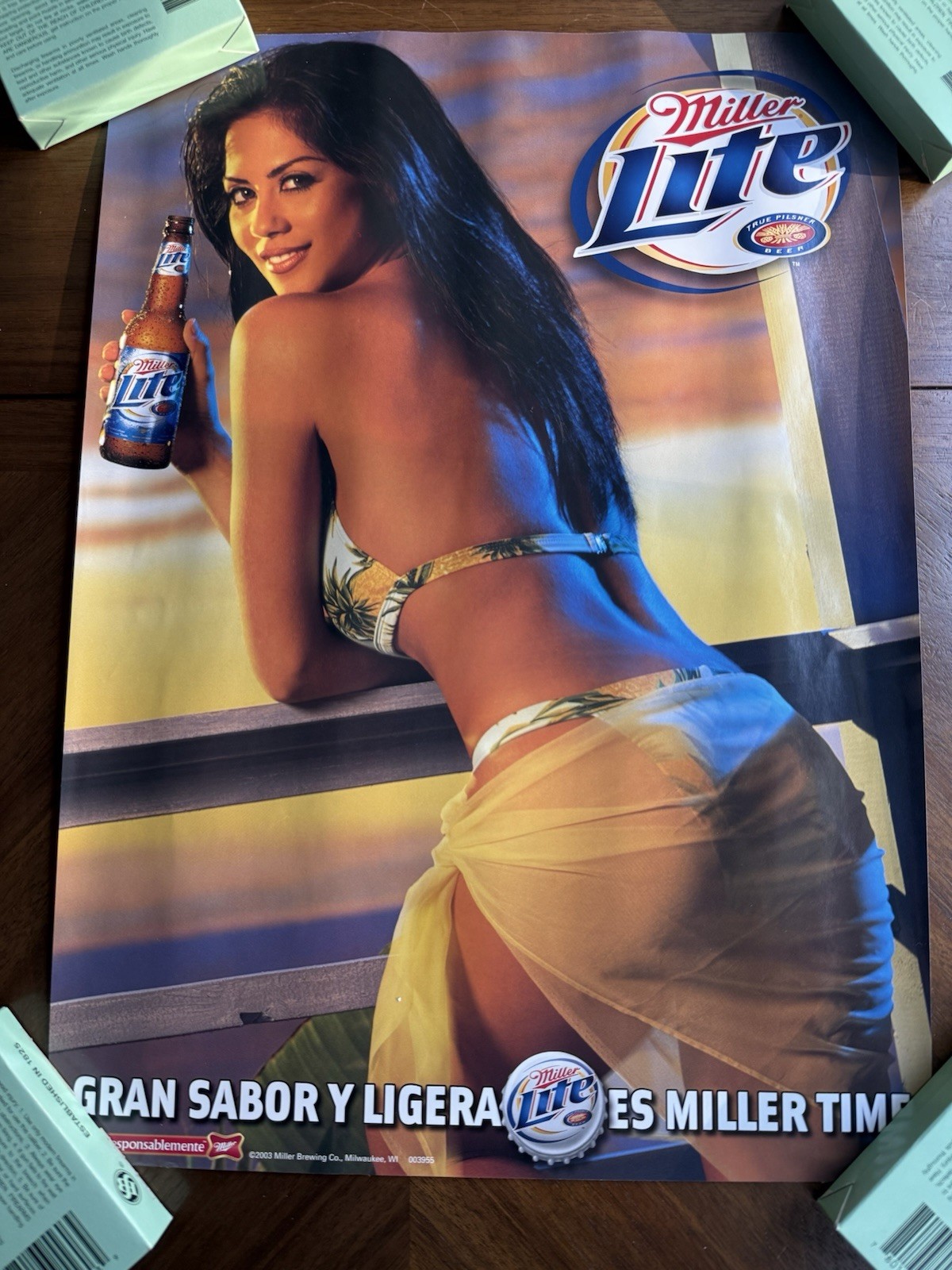 Vintage 2003 Miller Lite Sexy Girl Beer Poster 13” X 18” Great Condition