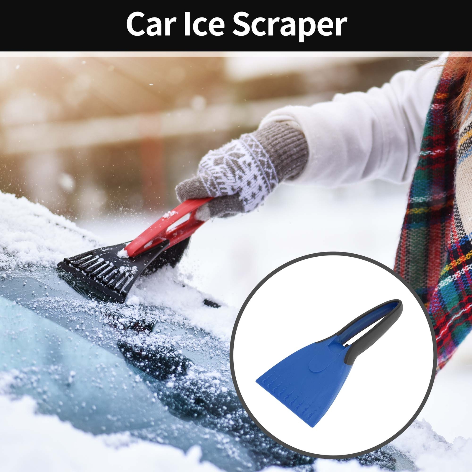 21x9.5cm Car Ice Scraper Blue for SUV Truck RV Windscreen Side Window Plastic