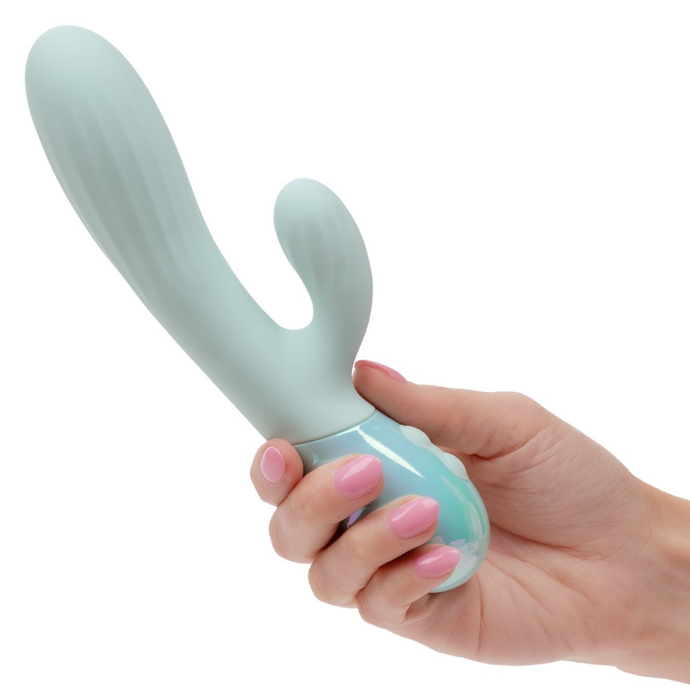 CalExotics Aura Dual Ripple Rabbit Vibrator Blue