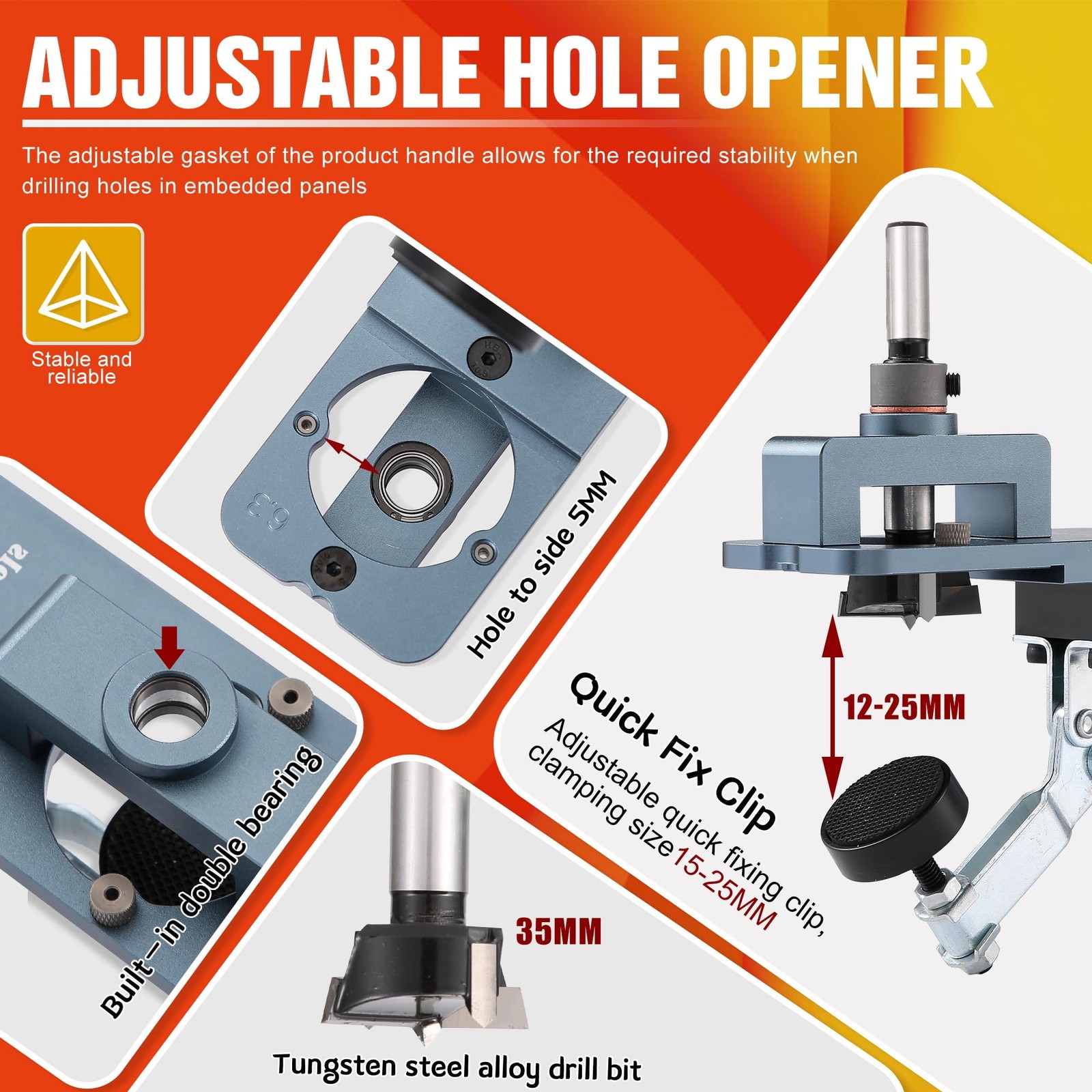 Metal Concealed Hinge Jig 35MM Cabinet Boring Puncher Woodworking Tool