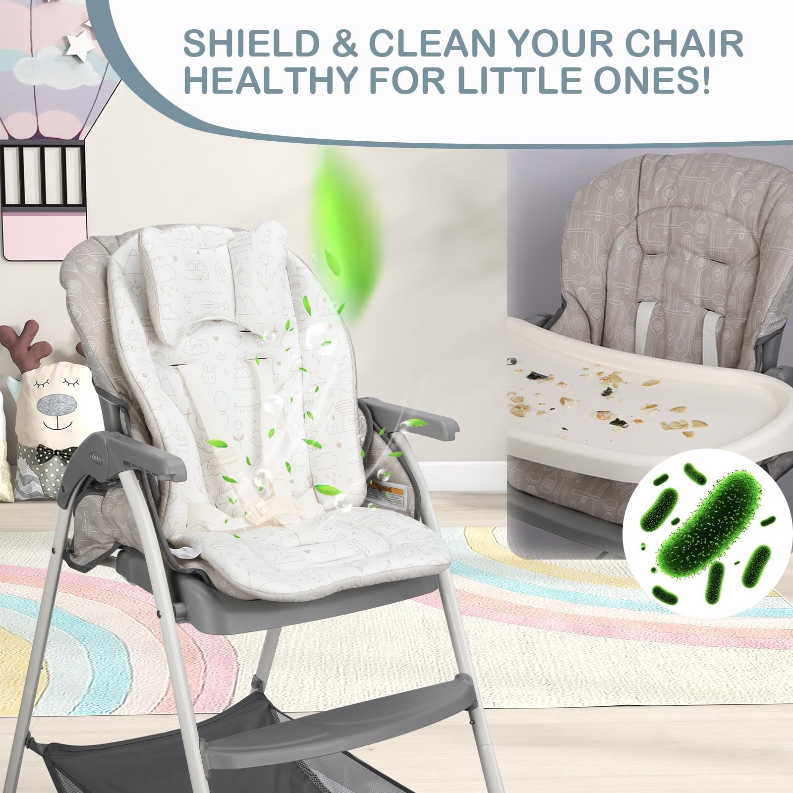 High Chair Cover Compatible with Graco - Detachable & Machine Washable, Soft ...
