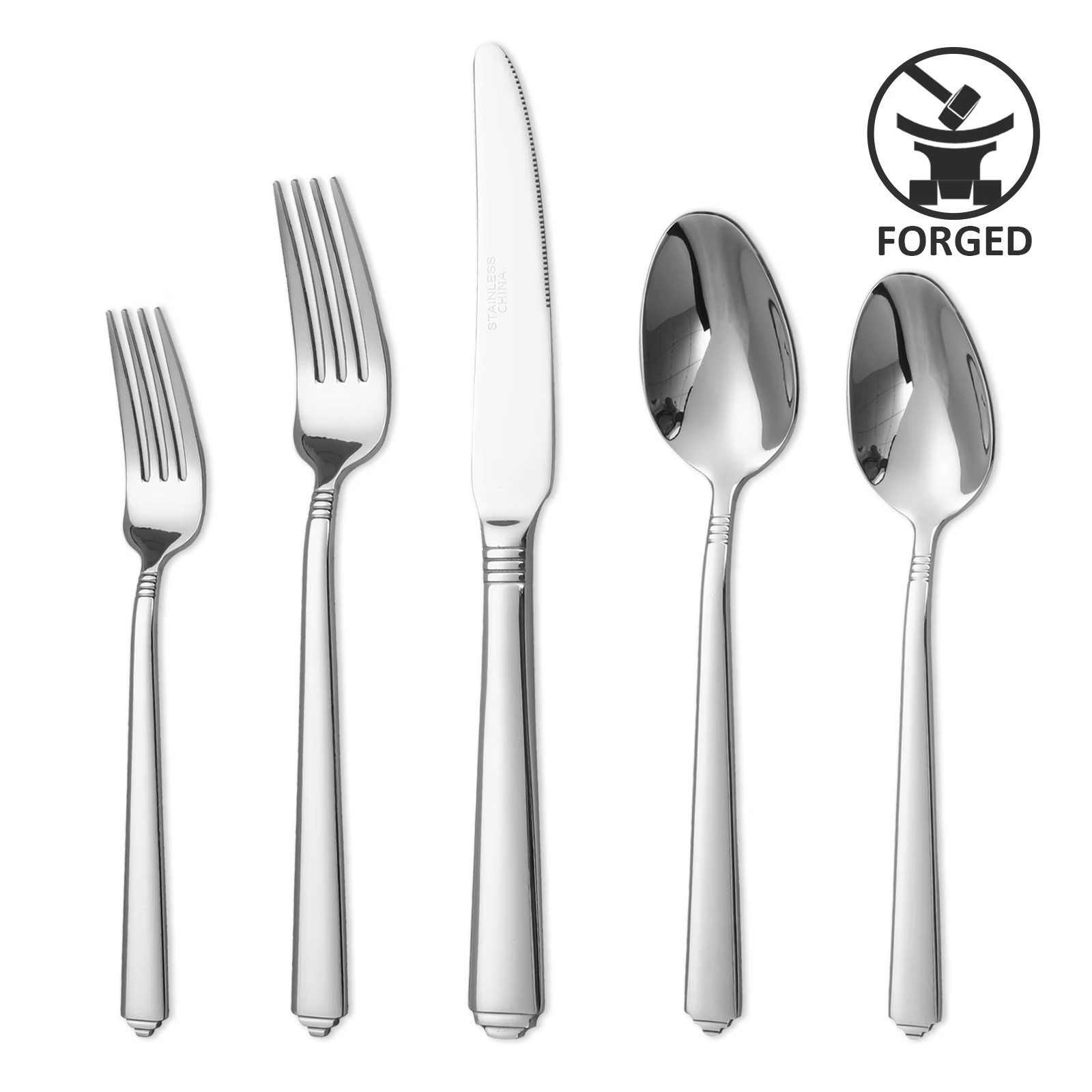 FLUGH 20pc Stainless Steel Flatware Set Silverware Service for 4