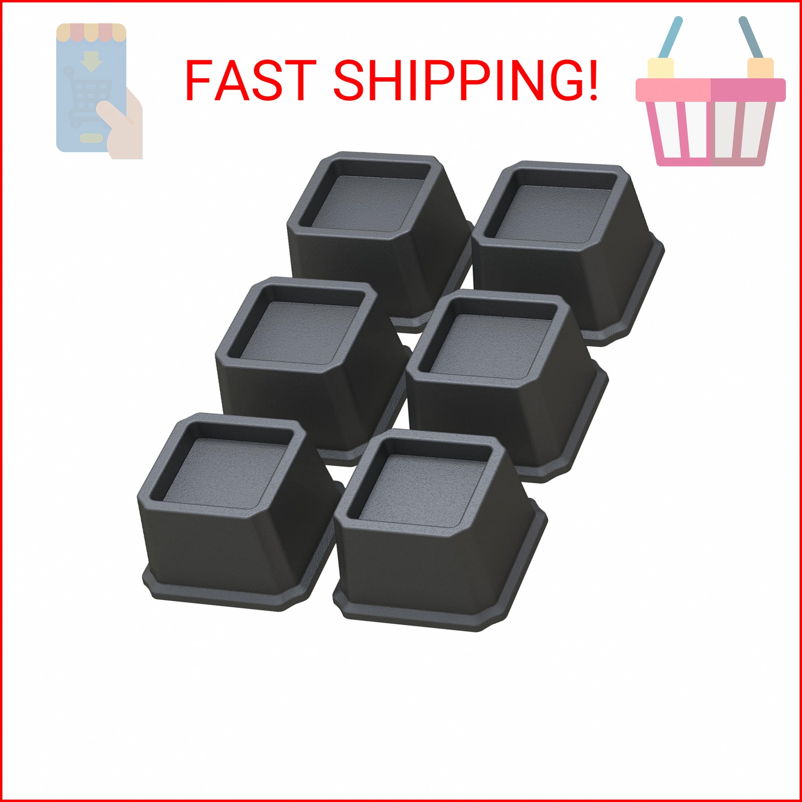 Whynonap Bed Risers 2 Inch Heavy Duty Bed Elevators, Set of 6 Lifts Up 2000 lbs