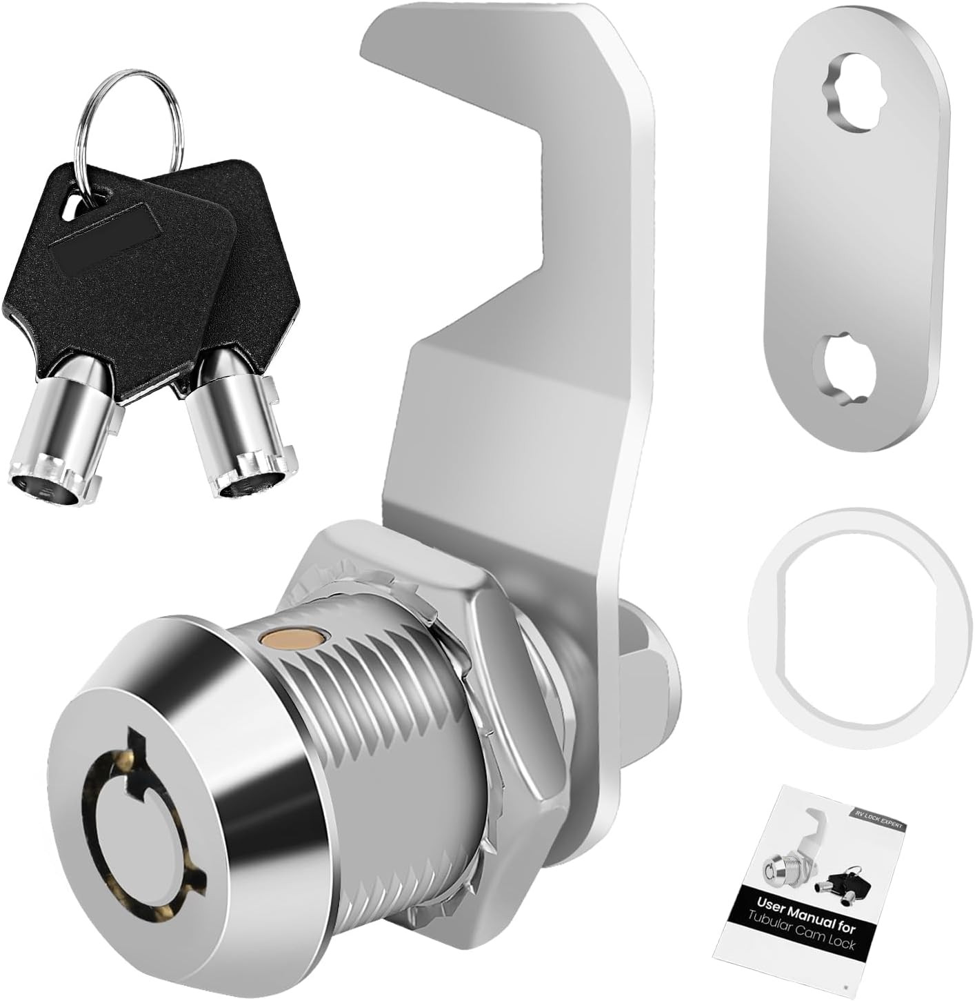 Toolbox Lock with Keys, 5/8” Cabinet Cam Lock Keyed Alike, Hook Cam,Tool Box Loc