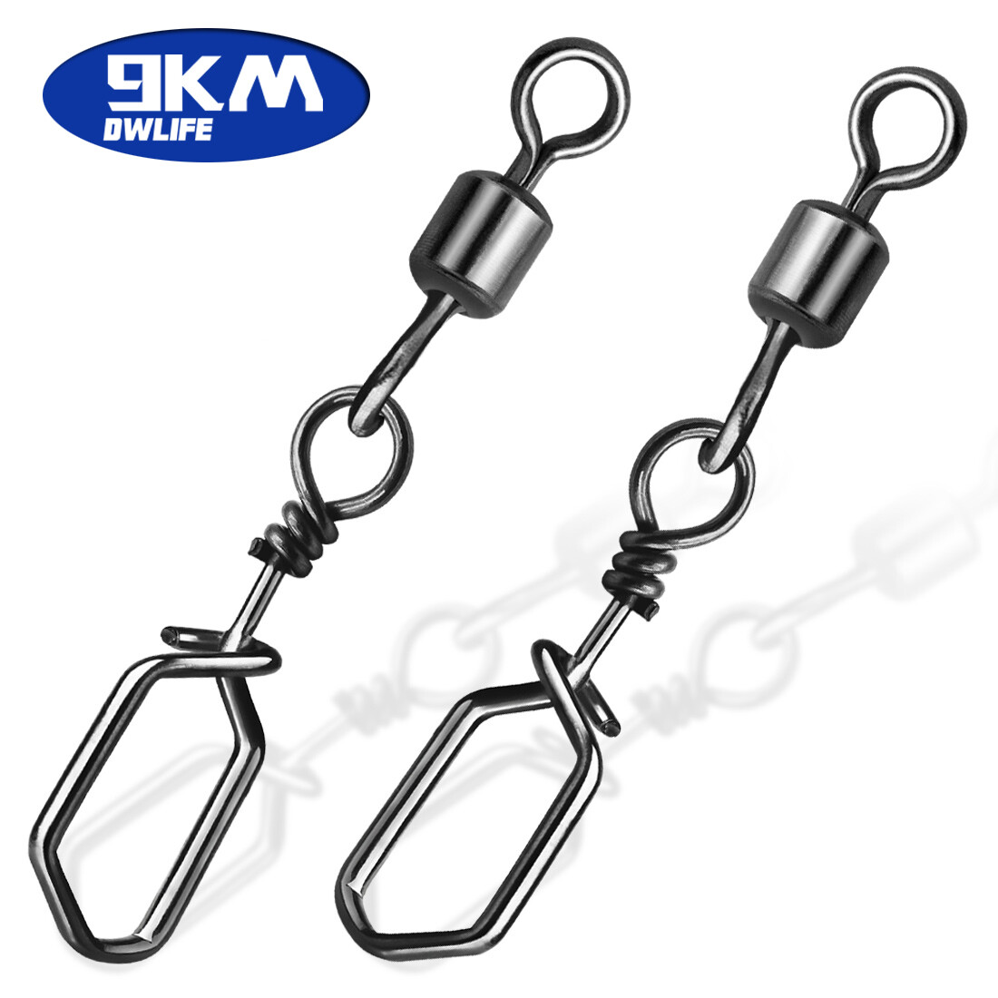 25~100Pc Fishing Swivel Snap Rolling Swivel with Safety Snap Interlock Connector
