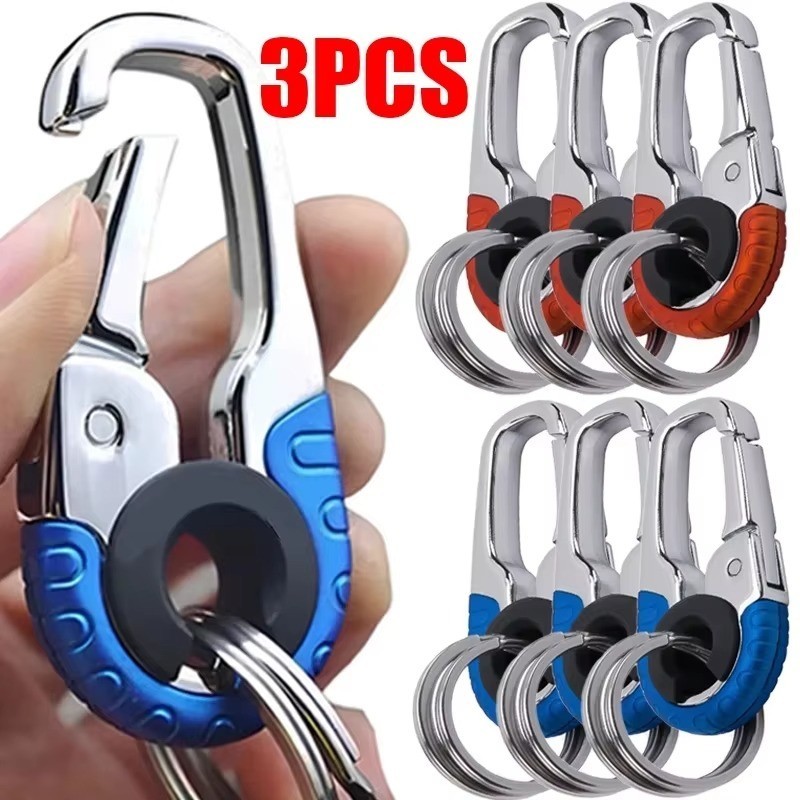 3X Stainless Steel Buckle Carabiner Keychain Key Ring Hook Lock Outdoor Climbing