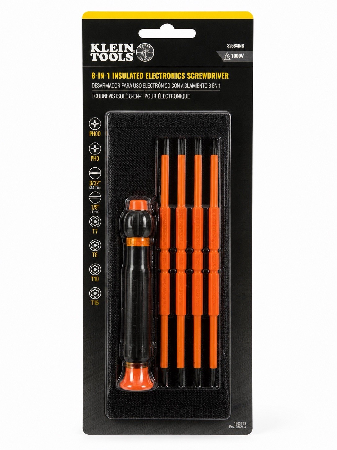 Klein Tools 32584INS 8-in-1 Insulated Electronics Screwdriver 1000V New Sealed