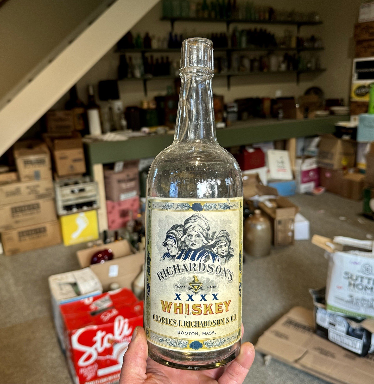 Richardson’s XXXX Whiskey Charles Richardson Boston MA Labeled Pre-Pro Bottle