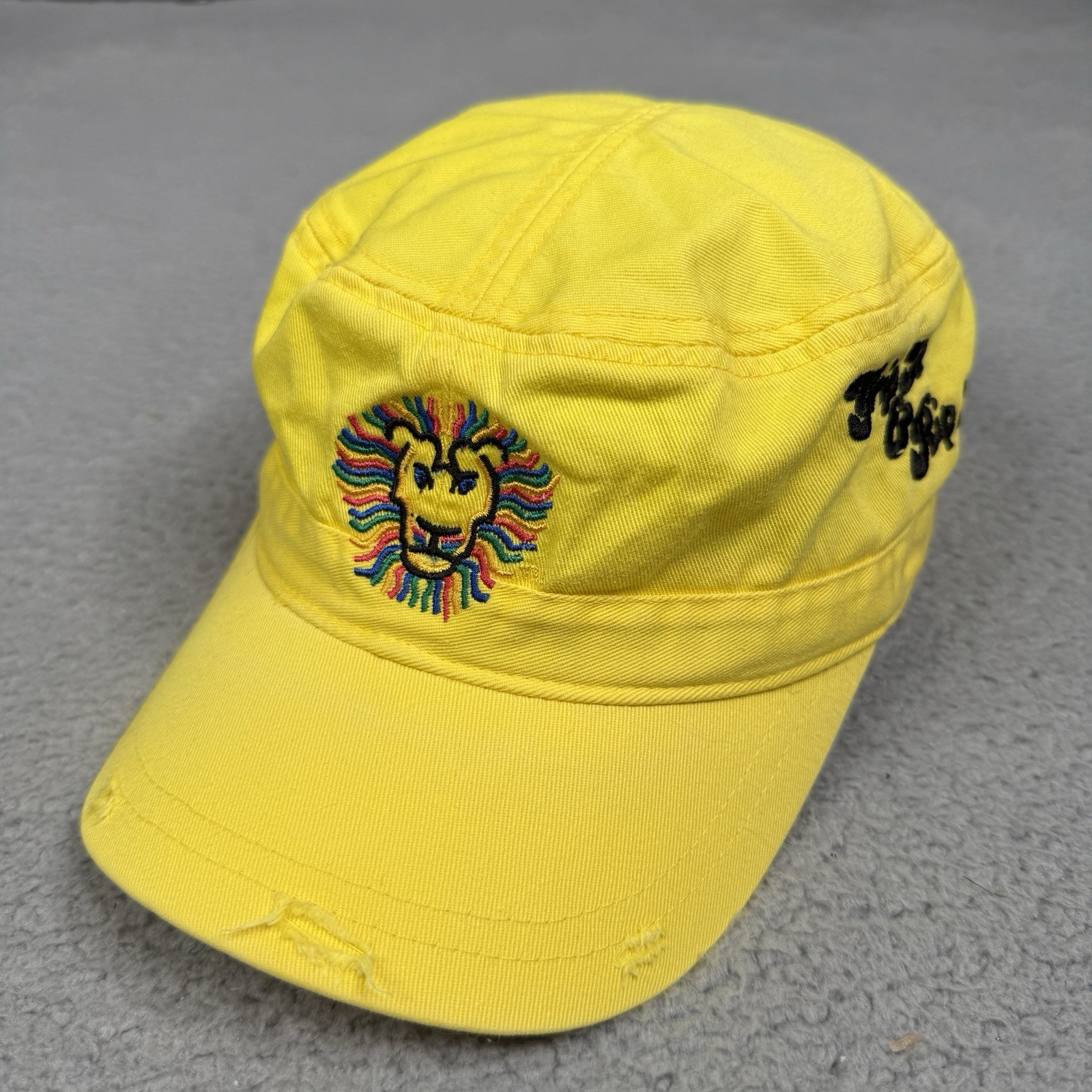 John Daly Golf Hat Cap Yellow Imperial Grip It Rip It Lion Logo Distressed Cadet